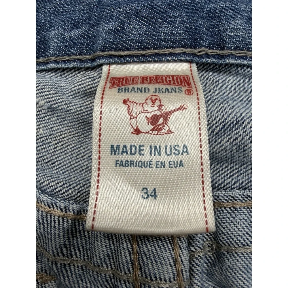 True Religion Billie‎ Mid-Rise Men's Skinny Straight Jeans Size 34x32 Blue Denim